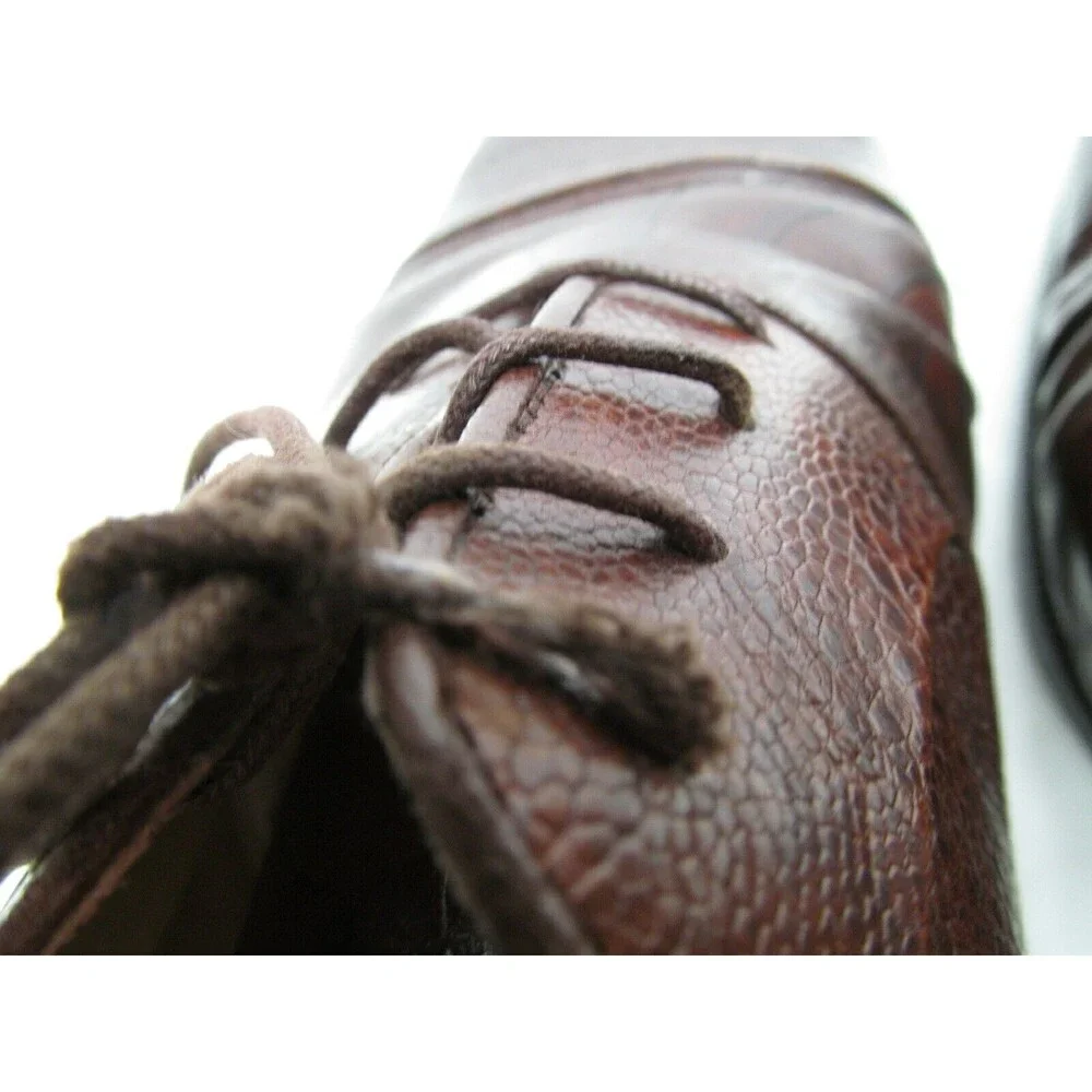 Florsheim Brown Reptile Print Leather Cap Toe Oxfords Mens Size US 12 D
